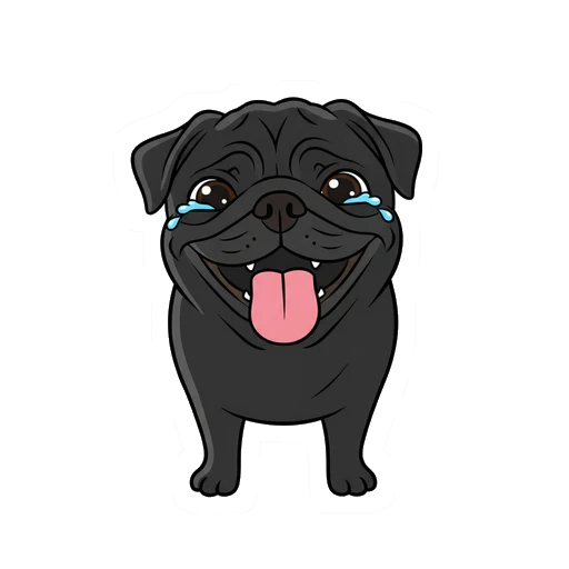 Laughing pet sticker in Cartoon style
