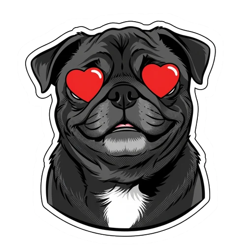 In Love pet sticker in Pop Art style